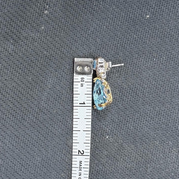 Gems en Vogue Blue Topaz Dangle Earrings - Picture 6 of 6